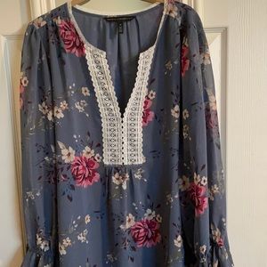Blue floral blouse